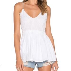 REVOLVE x TULAROSA Dixie Embroidered Lace V-neck Babydioll Top White M Boho